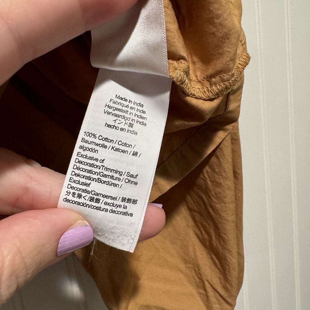 J Crew Tan Puff Sleeve Smocked Cotton Poplin Top Size XXL - Picture 6 of 7